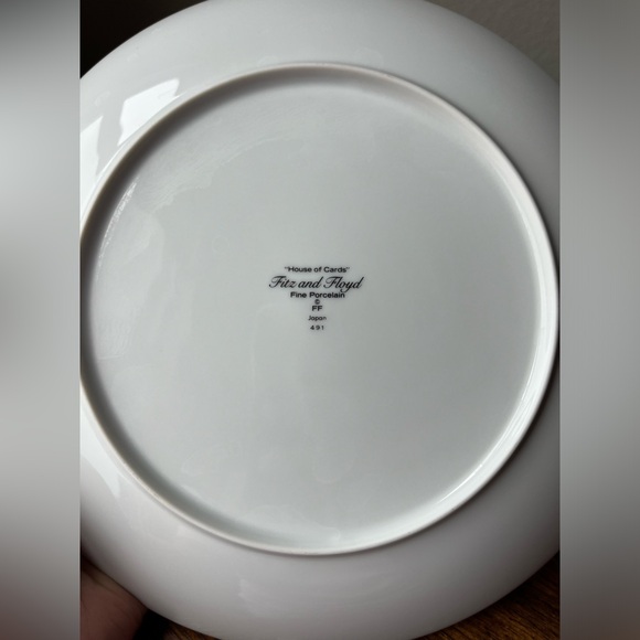 Fitz and Floyd “House of Cards” pattern Fine Porcelain Luncheon Plates Set of 4 - Picture 6 of 10